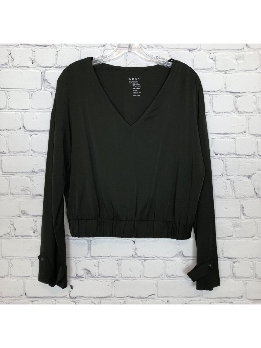 Aday Chill Out Blouse Size L Forest Green Cropped